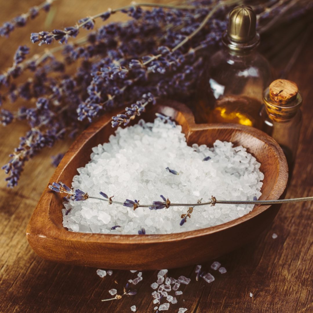 Massage oil and sea salt. Shallow DOF